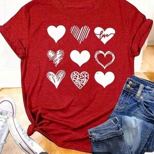 New!  Soft Red Women's Heart Tee  short sleeves  sz Xlarge